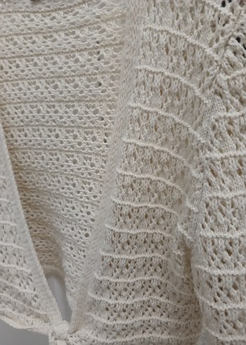 Beyaz V Yaka Bohem Örgü Kadın hırka - Görsel 3