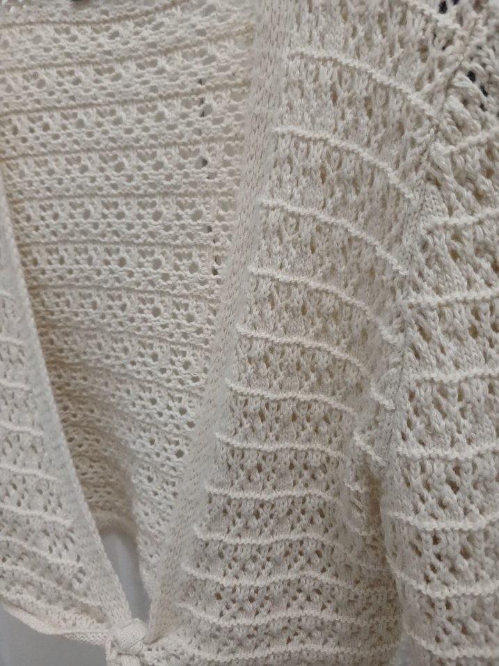 Beyaz V Yaka Bohem Örgü Kadın hırka - Görsel 3