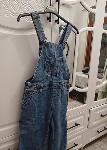 Kadın Mavi Denim Askılı Midi Tulum - Görsel 2