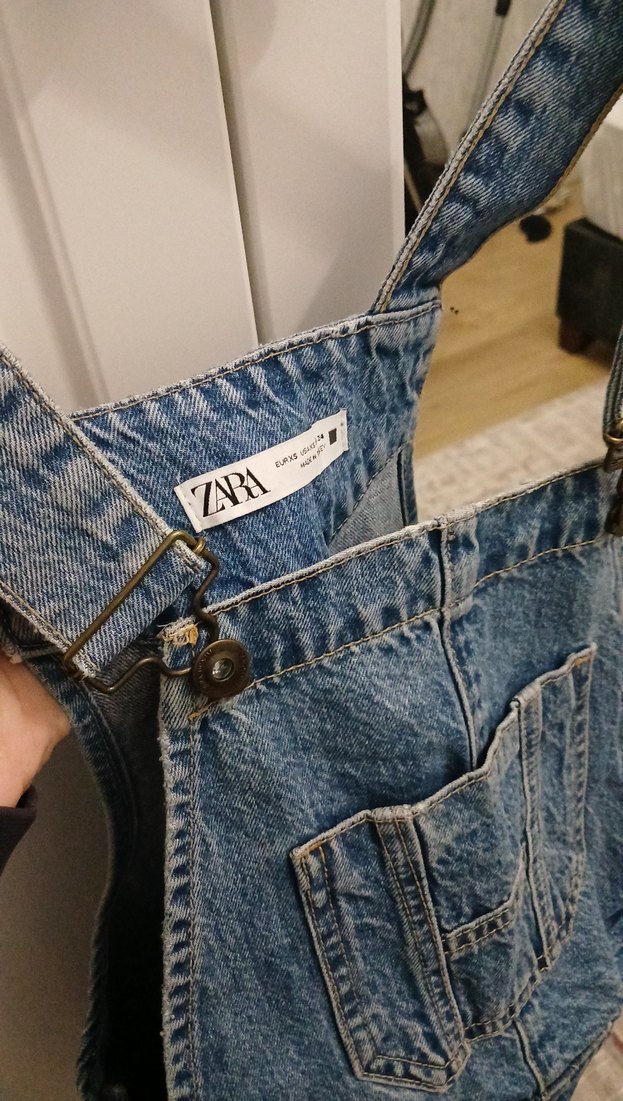 Kadın Mavi Denim Askılı Midi Tulum - Görsel 4