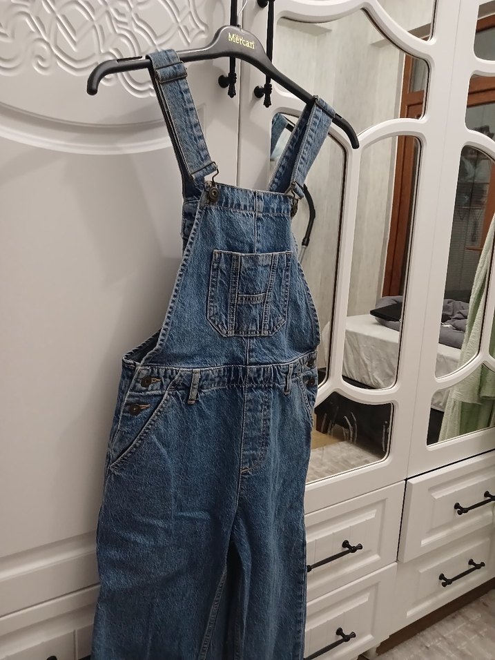 Kadın Mavi Denim Askılı Midi Tulum - Görsel 2