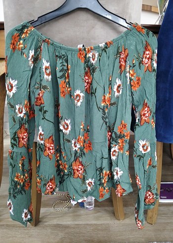 Turkuaz Renkli Bohem Midi bluz - Görsel 4