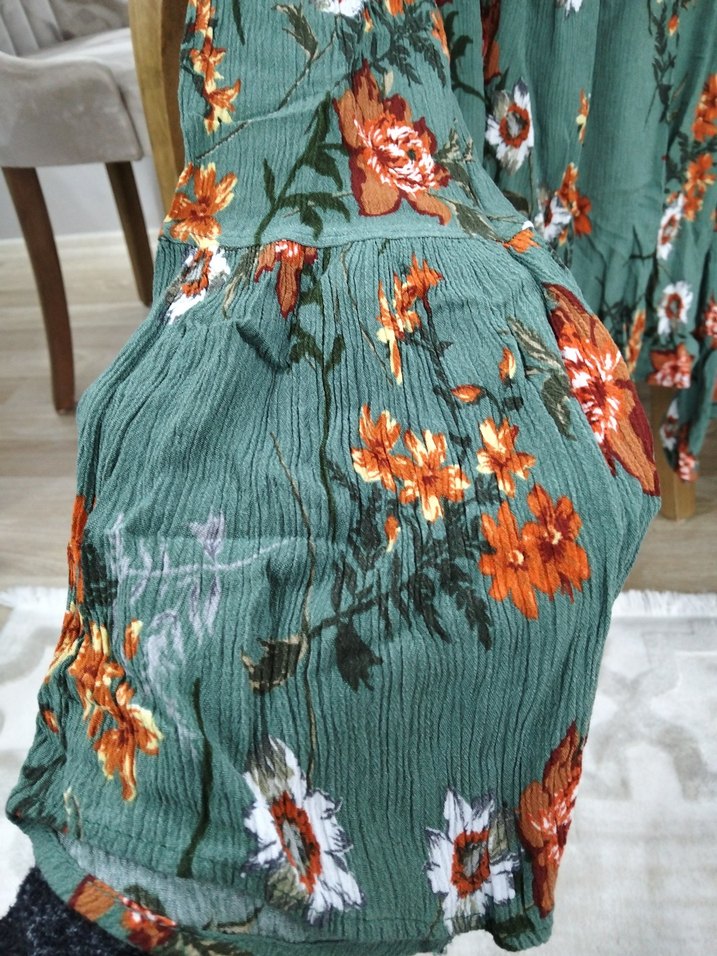 Turkuaz Renkli Bohem Midi bluz - Görsel 3