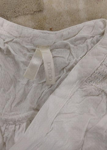 Düğmeli V Yaka Keten Kadın Gömlek - Görsel 2