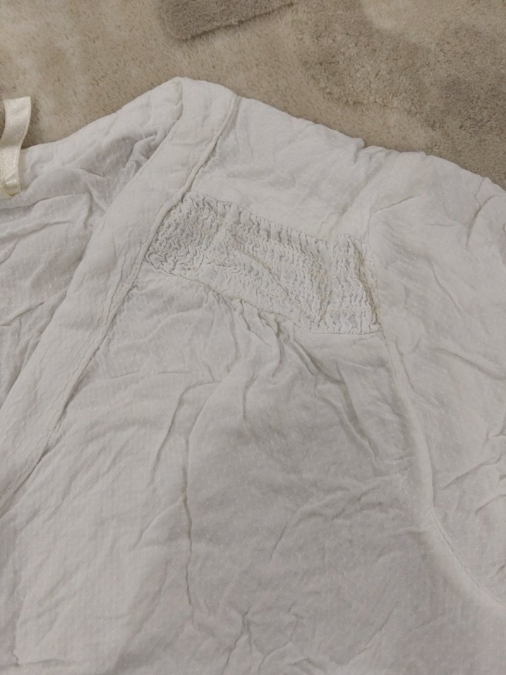 Düğmeli V Yaka Keten Kadın Gömlek - Görsel 3