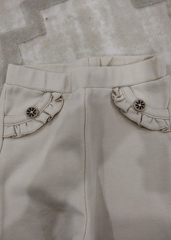 Düğmeli Bej Kız Tayt - Görsel 3