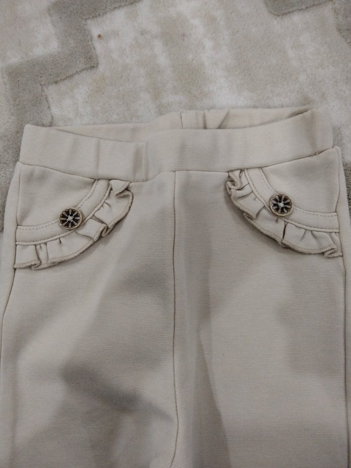 Düğmeli Bej Kız Tayt - Görsel 3