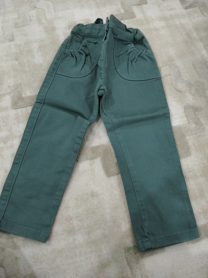 Düğmeli Yeşil kız Çocuk Pantolonu - Görsel 3