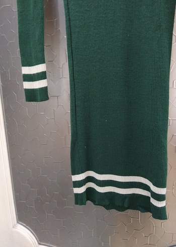 Trendyol Yeşil Fitilli Yün Kadın Elbise - Görsel 3