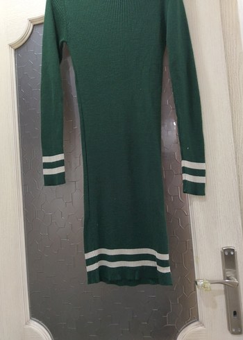 Trendyol Yeşil Fitilli Yün Kadın Elbise - Görsel 2