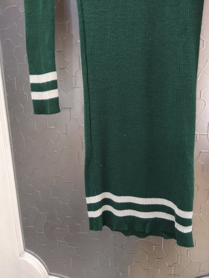 Trendyol Yeşil Fitilli Yün Kadın Elbise - Görsel 3