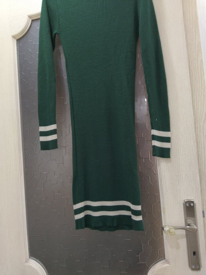 Trendyol Yeşil Fitilli Yün Kadın Elbise - Görsel 2