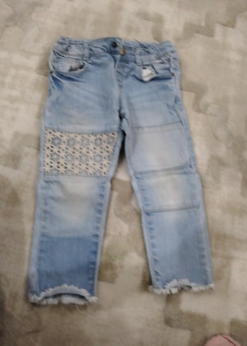 Gri Baskılı Salaş Midi Kot Pantolon - Görsel 2