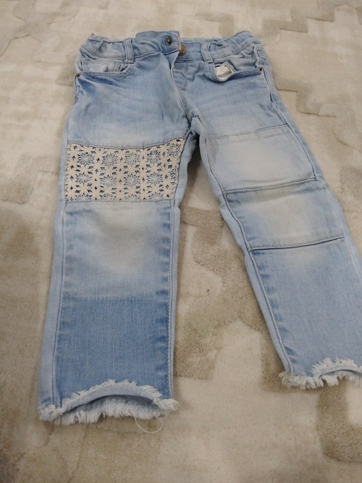 Gri Baskılı Salaş Midi Kot Pantolon - Görsel 3