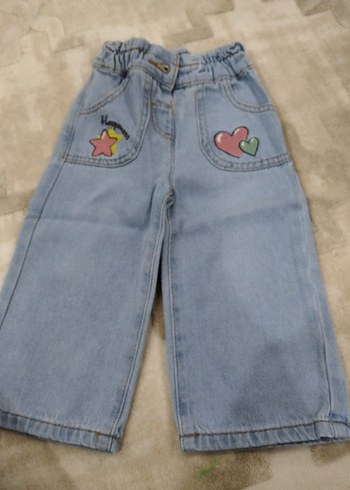 kız Bebek Gri Baskılı Bol Kesim Denim Pantolon - Görsel 2