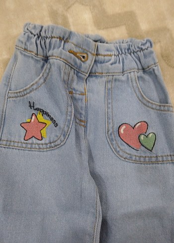 kız Bebek Gri Baskılı Bol Kesim Denim Pantolon - Görsel 3