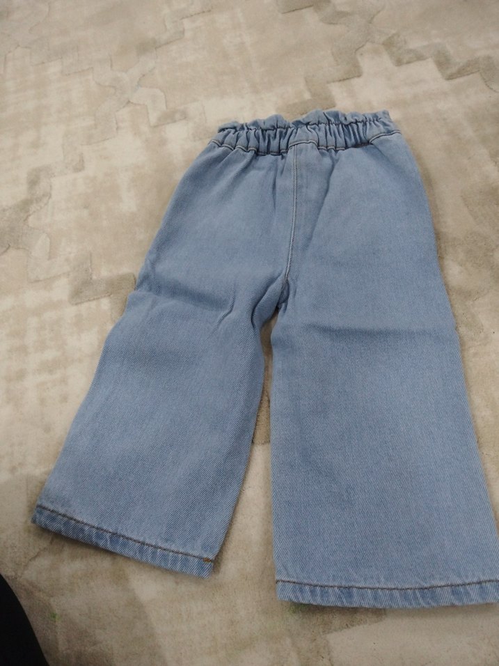 kız Bebek Gri Baskılı Bol Kesim Denim Pantolon - Görsel 4