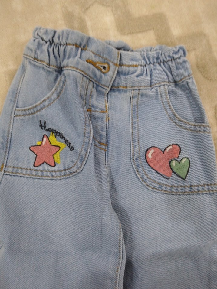 kız Bebek Gri Baskılı Bol Kesim Denim Pantolon - Görsel 3