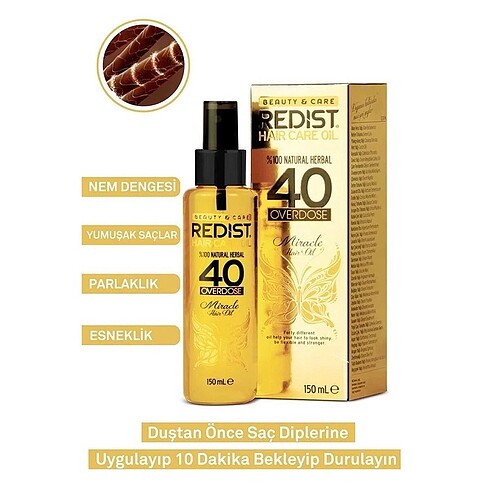 Redist 40 Bitkili Saç Yağı 150 ml | Onarıcı & Güçlendirici