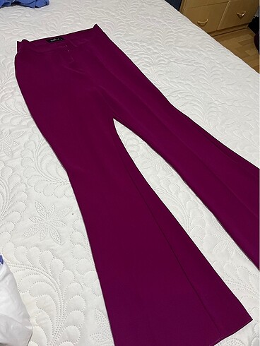 Mürdüm kumaş pantolon - Görsel 2