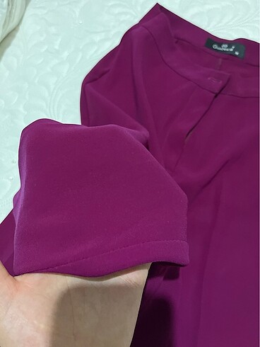 Mürdüm kumaş pantolon - Görsel 4