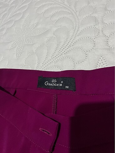 Mürdüm kumaş pantolon - Görsel 3