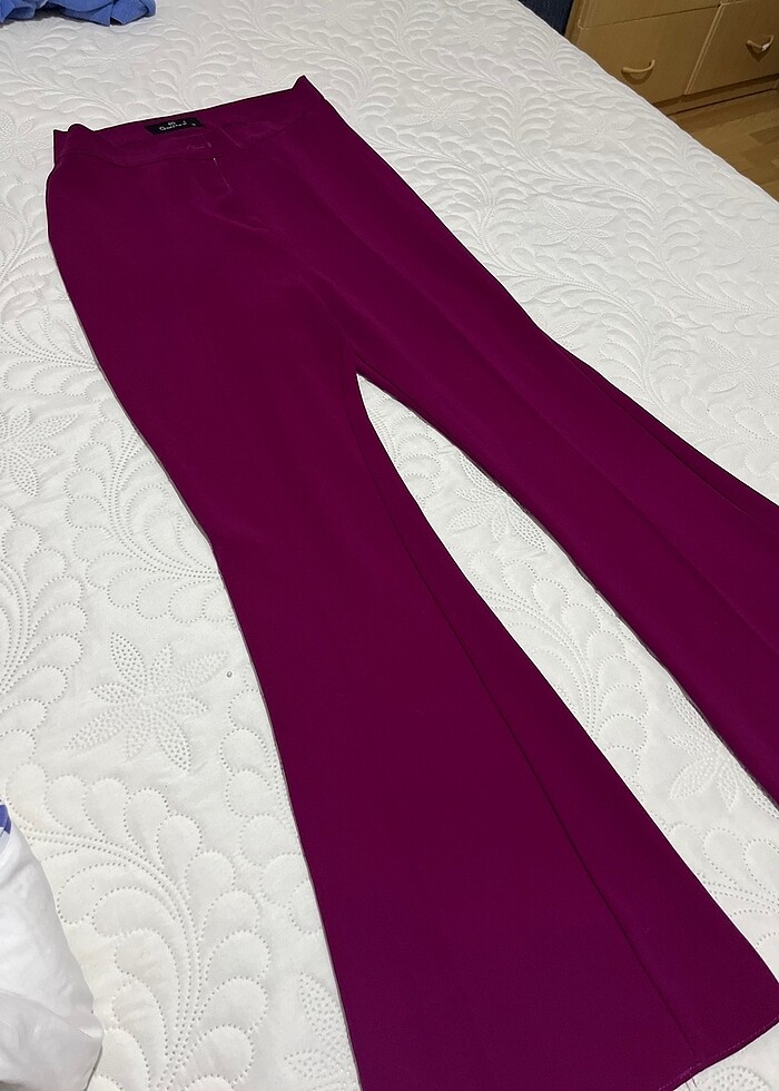 Mürdüm kumaş pantolon - Görsel 2