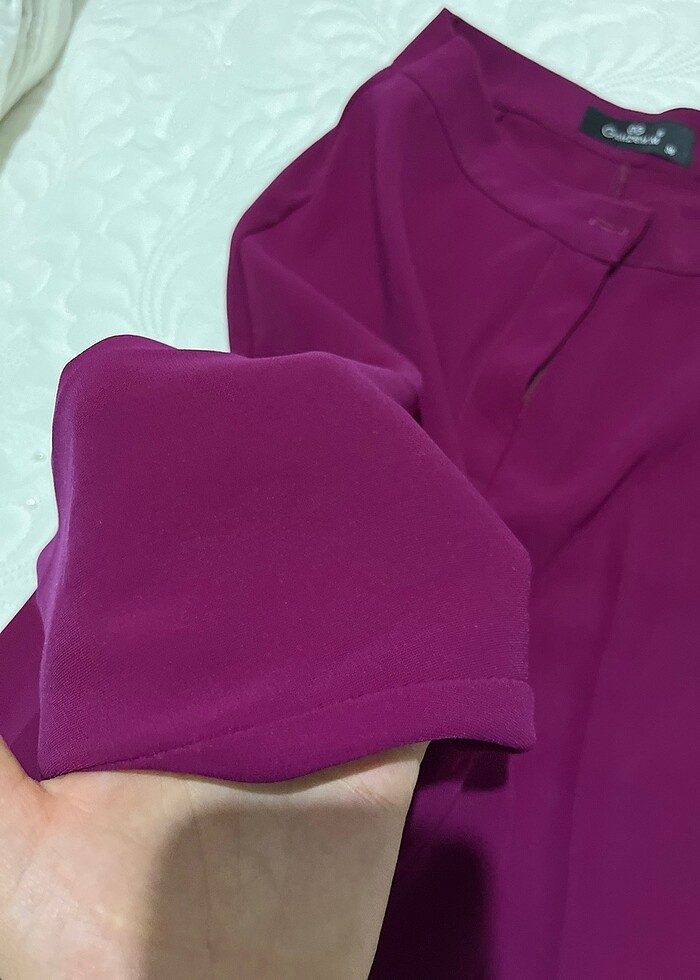 Mürdüm kumaş pantolon - Görsel 4