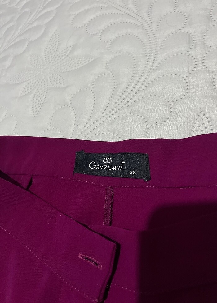 Mürdüm kumaş pantolon - Görsel 3