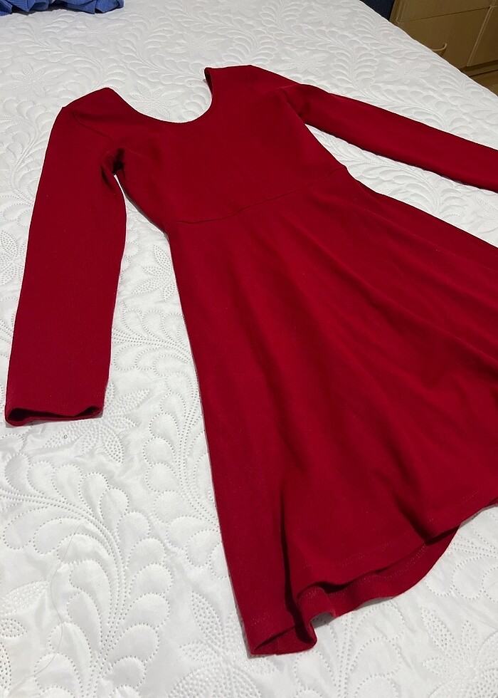 Kırmızı triko mini elbise&tunik - Görsel 2