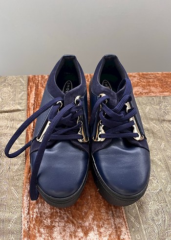 Lacivert Platform Topuklu Kadın Spor Ayakkabı - Görsel 2