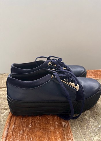 Lacivert Platform Topuklu Kadın Spor Ayakkabı - Görsel 3