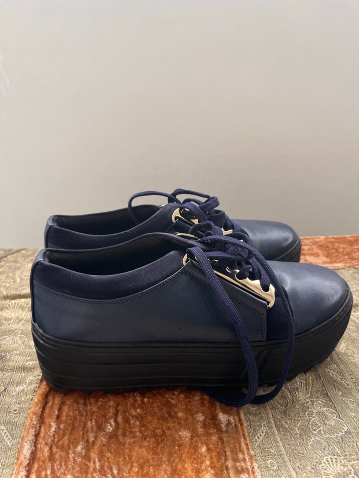 Lacivert Platform Topuklu Kadın Spor Ayakkabı - Görsel 3