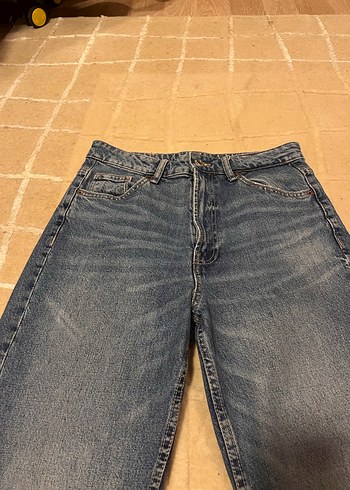 Zara Kadın Mavi Denim Normal Boy Rahat Kesim Jean - Görsel 2
