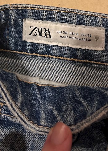 Zara Kadın Mavi Denim Normal Boy Rahat Kesim Jean - Görsel 9