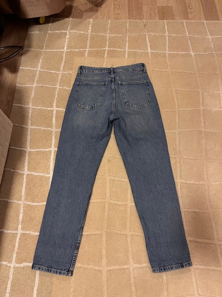 Zara Kadın Mavi Denim Normal Boy Rahat Kesim Jean - Görsel 4