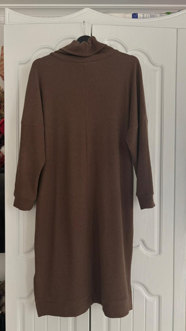 Kadın Kahverengi Uzun Triko Elbise - Görsel 2