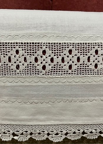 Ara ve uç dantelli yastık-karyola eteği - Görsel 7