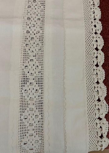 Ara ve uç dantelli yastık-karyola eteği - Görsel 6