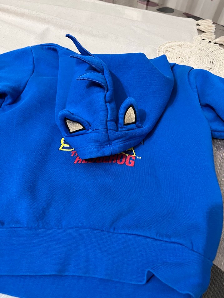 Erkek Çocuk Kapüşonlu Mavi Sonic baskılı Sweatshirt - Görsel 3