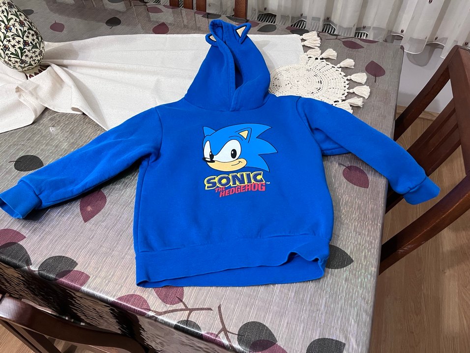 Erkek Çocuk Kapüşonlu Mavi Sonic baskılı Sweatshirt - Görsel 2