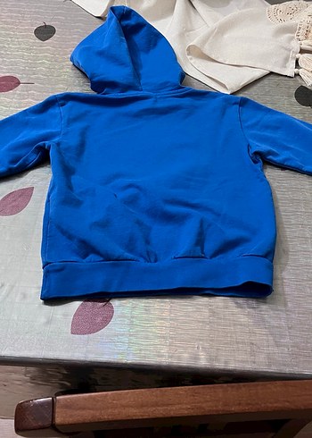 Erkek Çocuk Mavi Kapüşonlu Baskılı Sweatshirt - Görsel 7