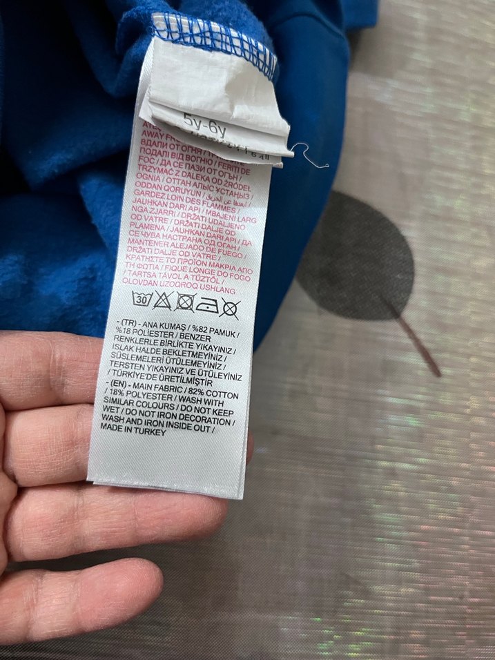 Erkek Çocuk Mavi Kapüşonlu Baskılı Sweatshirt - Görsel 4