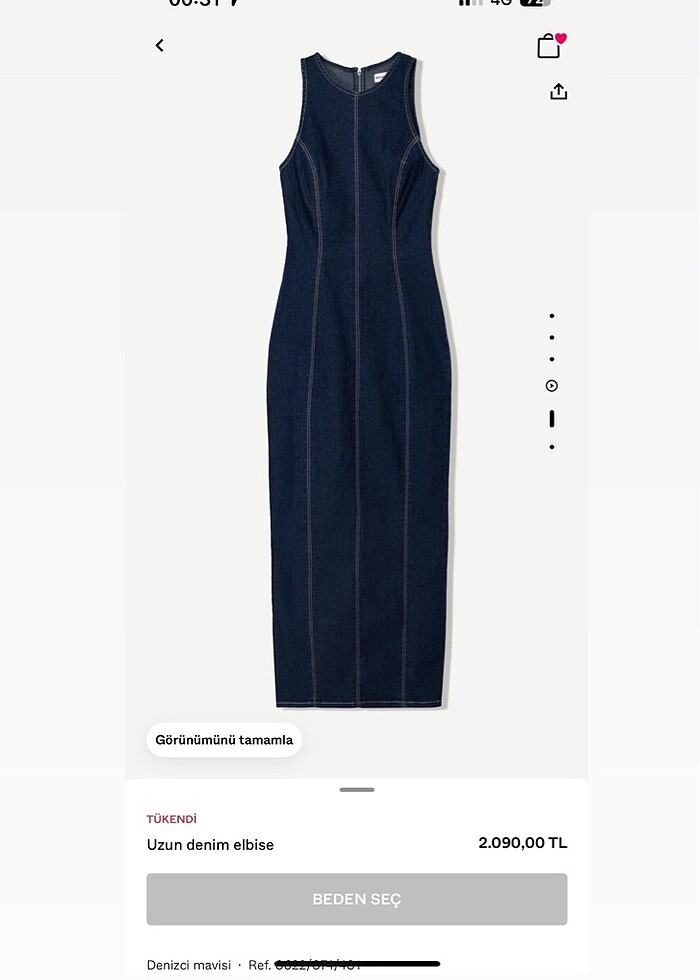 BERSHKA uzun kot elbise - Görsel 3