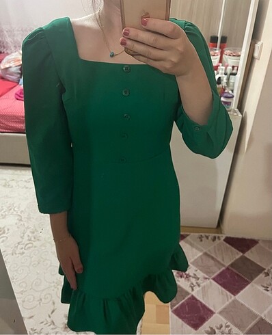 xs Beden Yeşil elbise