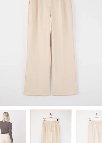 Bej Rahat Kesim Kadın Kumaş Pantolon - Görsel 3