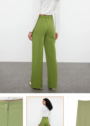 Kadın Açık Yeşil Midi Kumaş Pantolon - Görsel 4