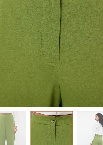Kadın Açık Yeşil Midi Kumaş Pantolon - Görsel 5
