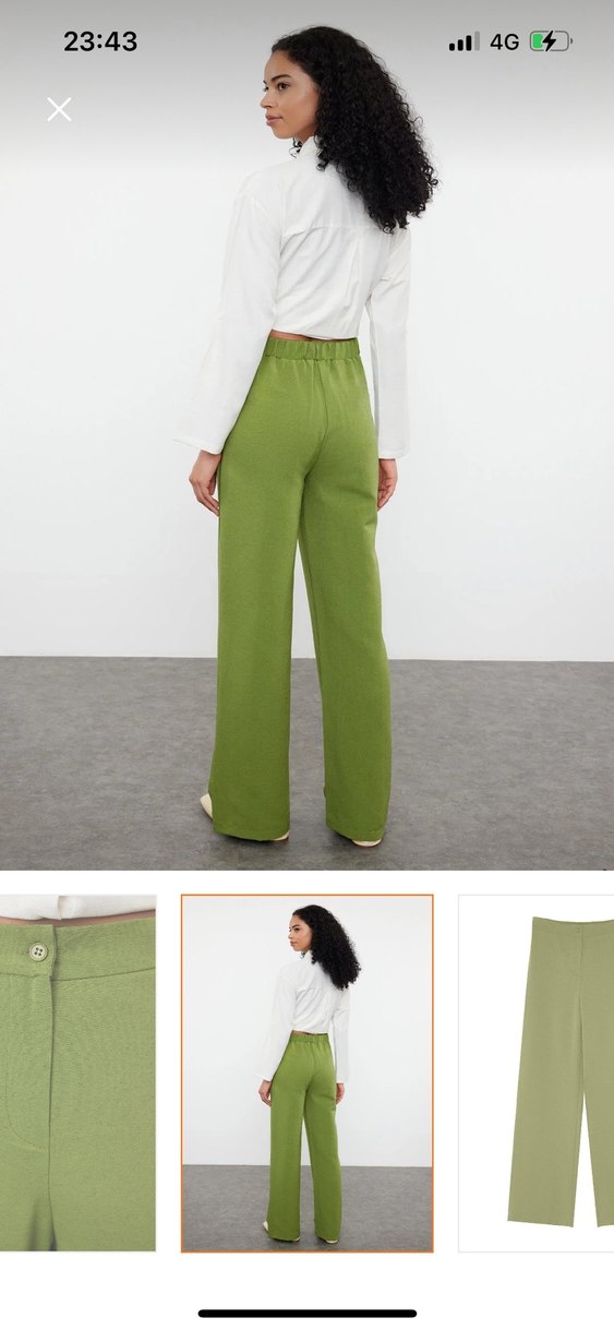 Kadın Açık Yeşil Midi Kumaş Pantolon - Görsel 4