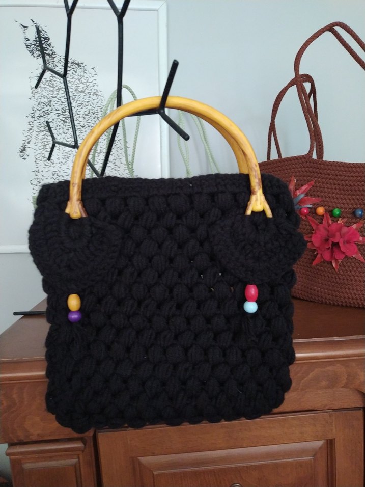 Nakışlı Örgü Bohem Kadın Çanta - Görsel 3